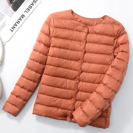 Dame Dunjakke – Ultralett & Slim Fit uten Krage | Varm, Vindavvisende & Lett Jakke