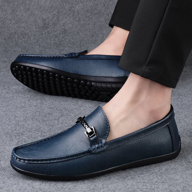Herre Loafers i Ekte Skinn – Håndlagde Slip-on Mokasiner med Myk Såle