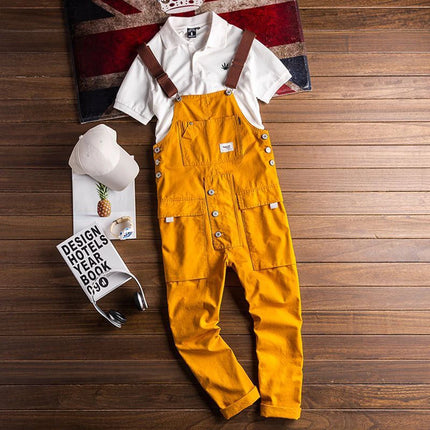 Retro Arbeidsoverall for Herre – Løs Passform i Khaki, Trendy Streetwear-Stil (2024 Nyhet)