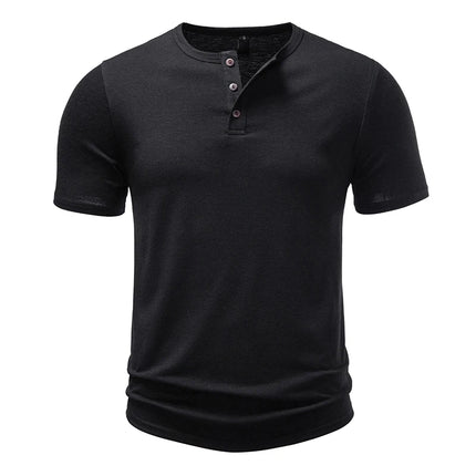 Herre T-skjorte med Henley-hals – Pustende Bomull & Klassisk Sommerstil