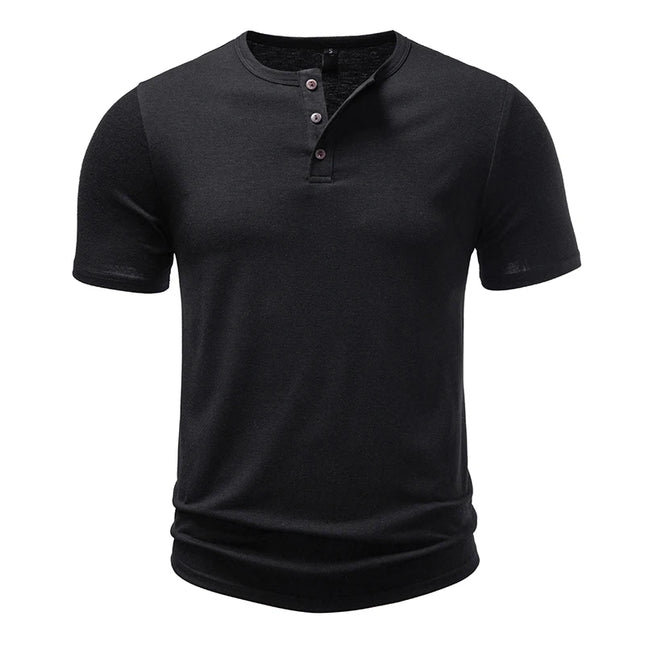 Herre T-skjorte med Henley-hals – Pustende Bomull & Klassisk Sommerstil