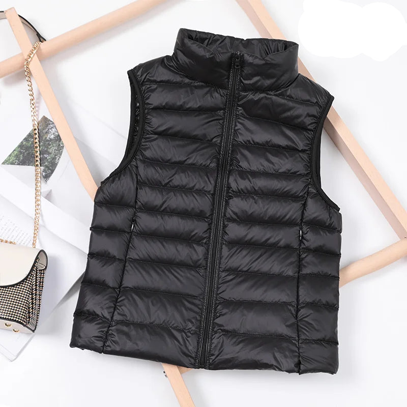 Dame Dunvest – Ultralett & Varm i Hvit Andedun | Puffer Vest Høst/Vinter 2025 (opptil 8XL)