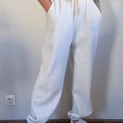 Vinter Joggebukse for Kvinner – Tykk Fleece og Rett Passform | Myk, Varm og Komfortabel Bukse i Grå Fløyel