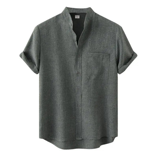 Sommer Skjorte for Menn – Pustende Bomull & Lin, Kortermet, Elegant og Casual