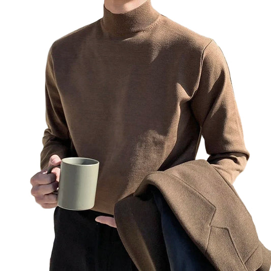 Herre Half-Turtleneck Genser – Ensfarget, Langermet & Klassisk Pullover | Høst & Vinter