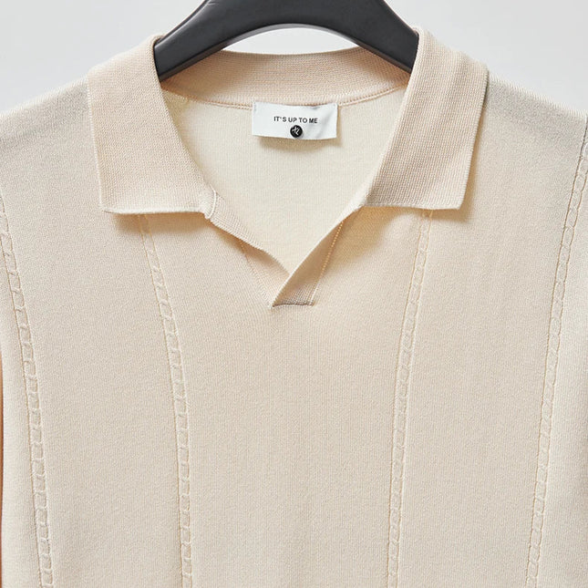 Sommer Polo T-skjorte til Herre – V-hals, Slim Fit & Britisk Stil