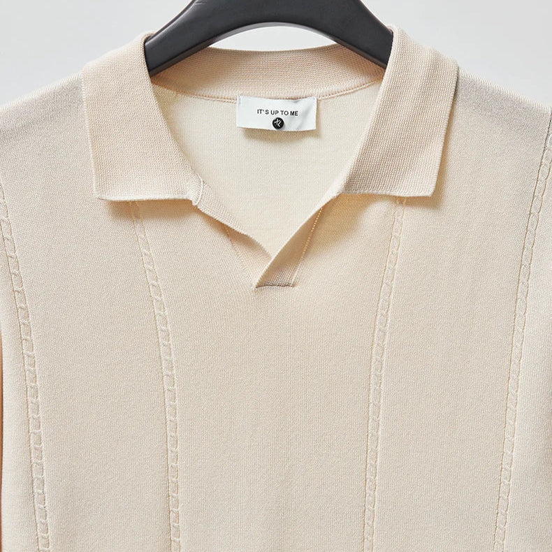 Sommer Polo T-skjorte til Herre – V-hals, Slim Fit & Britisk Stil