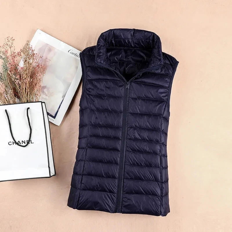 Dame Dunvest – Ultralett & Varm i Hvit Andedun | Puffer Vest Høst/Vinter 2025 (opptil 8XL)