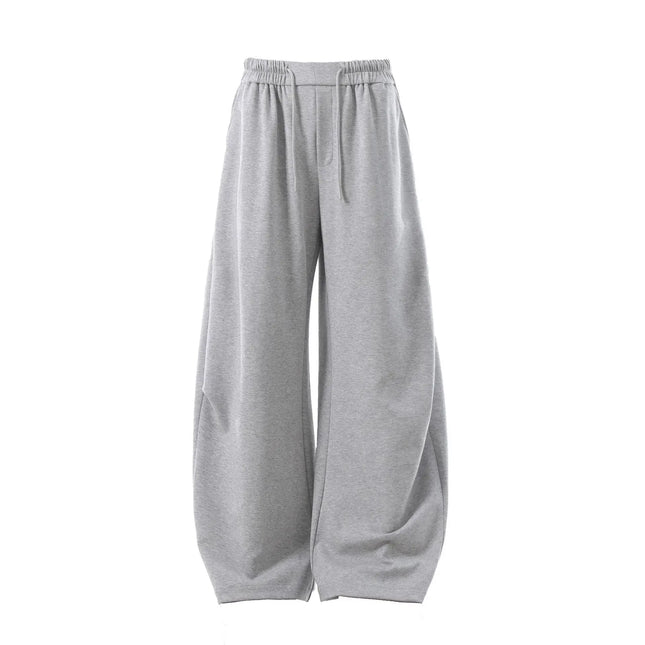 Grå Baggy Joggebukser – Vide Unisex Bukser med Lang Snøring | Urban Streetwear med Buet “Lantern”-Design