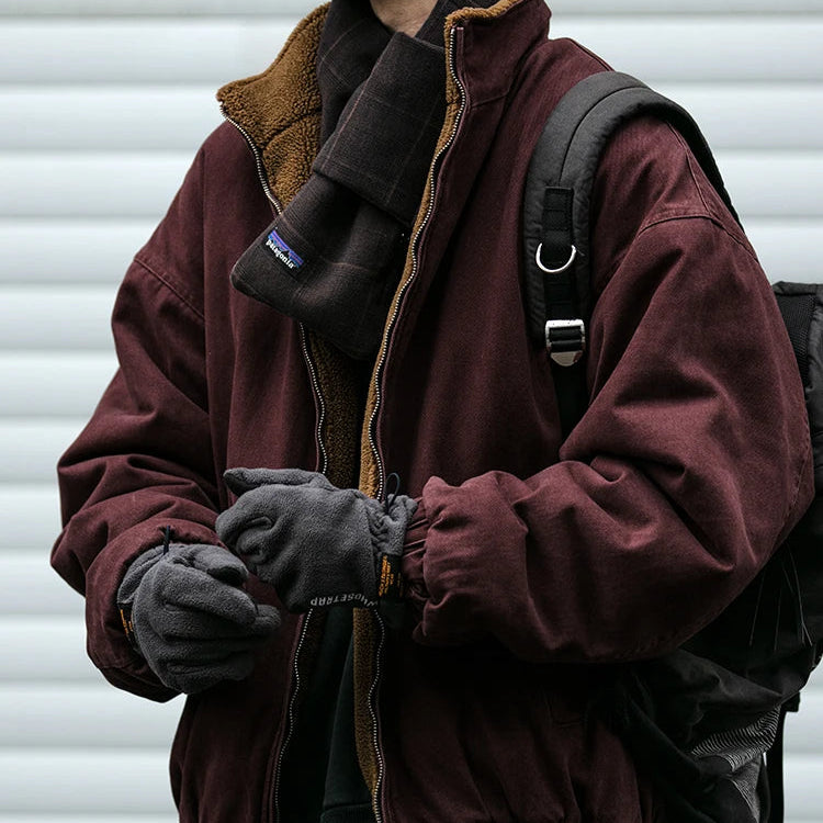 Japansk Vintage Polarfleece Jakke – Herre Vinterjakke | Løs Passform & Streetwear Stil