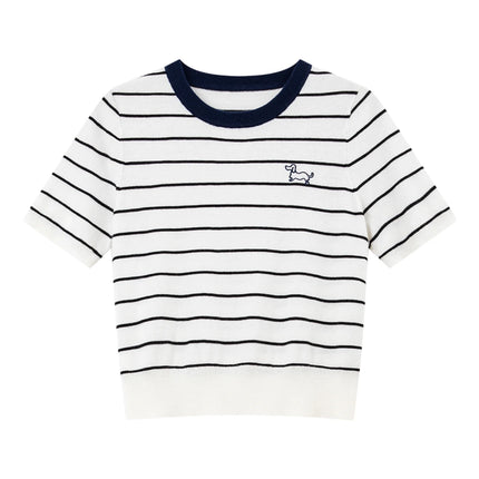 Stripete T-skjorte til Dame – Preppy Stil & Strikket Komfort