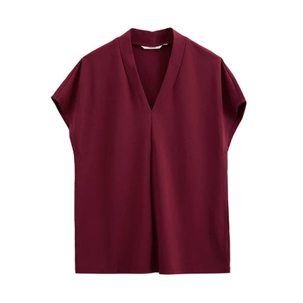 V-hals T-skjorte til Dame – Stretch & Minimalistisk Design