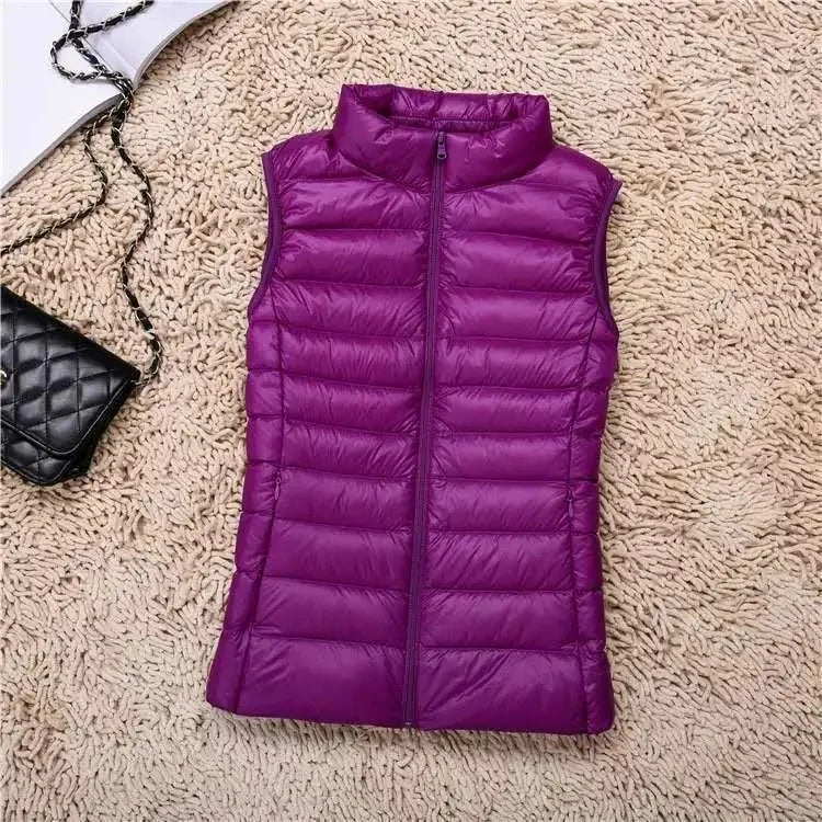 Dame Dunvest – Ultralett & Varm i Hvit Andedun | Puffer Vest Høst/Vinter 2025 (opptil 8XL)