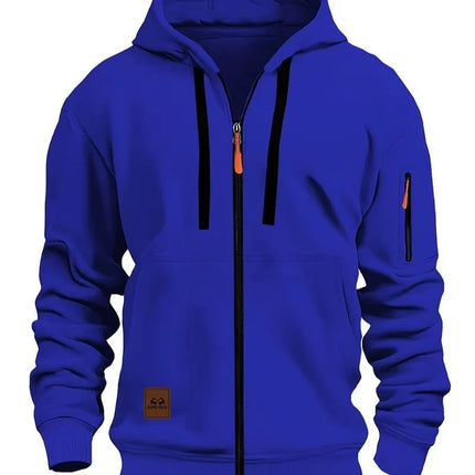 Sporty Hettejakke for Menn – Ensfarget Treningsjakke med Glidelåslommer | Komfortabel Tracksuit til Fritid og Utendørsbruk