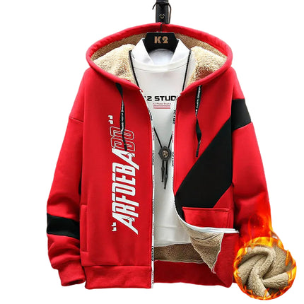 Herre Hettejakke – Varm & Tykk Hoodie med Glidelås, Snøring og Lommer | Trendy Høst & Vinterstil