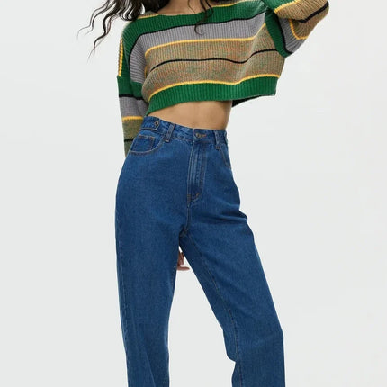 Y2K Strikkegenser for Dame – Stripete & Tykk Pullover | Trendy E-girl Høst/Vinter 2025