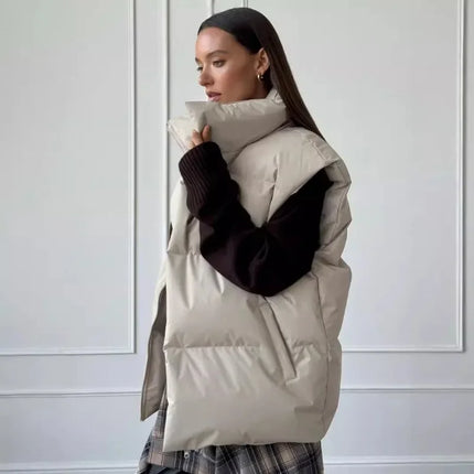 Dame Vintervest i Bomull – Ermeløs & Varm | Casual Sportslig Vestjakke