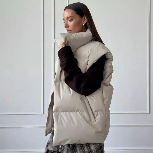 Dame Vintervest i Bomull – Ermeløs & Varm | Casual Sportslig Vestjakke