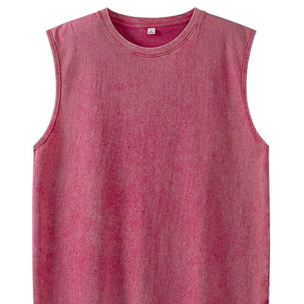 Vasket Bomulls Tank Top til Herre – Ermeløs Trenings- og Sommertopp