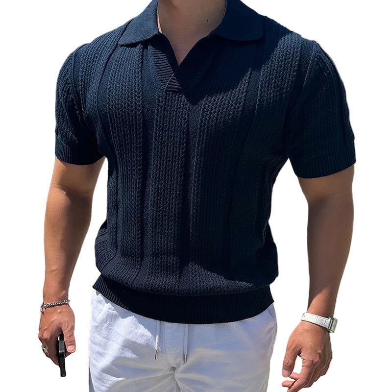 Sommer Polo T-skjorte til Herre – Slim Fit Strikket Mesh, Kortermet