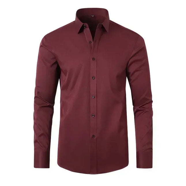 Herreskjorte i Silkeaktig Stoff – Langermet og Lett Elastisk | Krøllfri Skjorte i Høy Kvalitet (Store Størrelser)