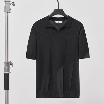 Sommer Polo T-skjorte til Herre – V-hals, Slim Fit & Britisk Stil