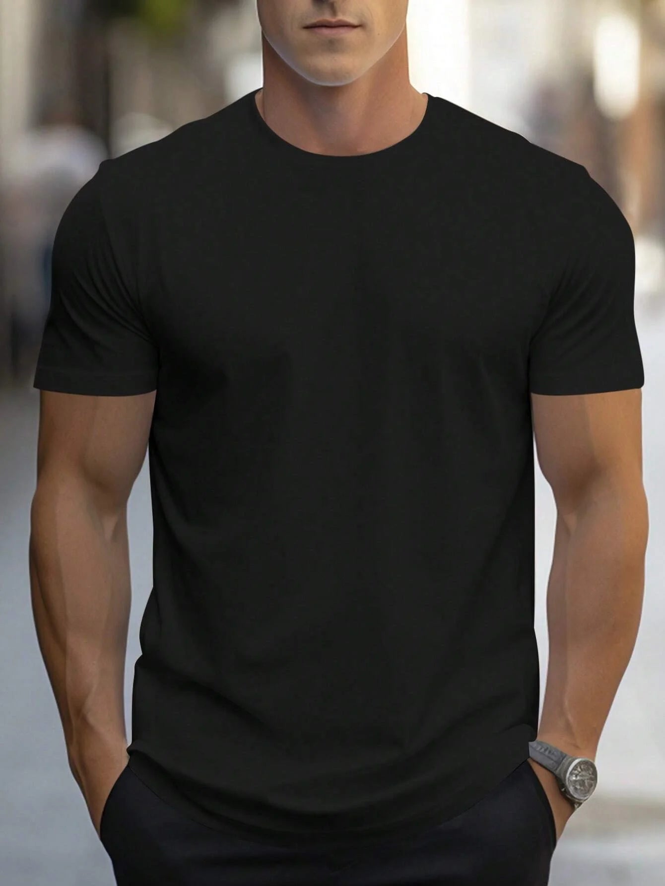 Oversized T-skjorte for Herre – Streetwear i Bomull med Print, Kort Erm og Løs Passform