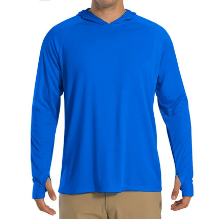 Herre UV-Beskyttende Hettegenser – UPF 50+ Langermet T-skjorte | Hurtigtørkende Sommer- & Treningsplagg