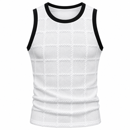 Strikket tanktop for menn med 3D-rutemønster