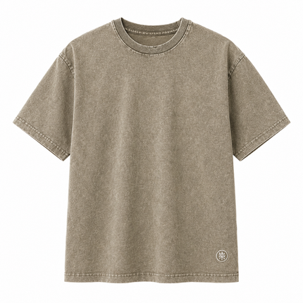 Vintage Batikk T-skjorte til Herre – Vasket Bomulls Tee med Broderidetaljer