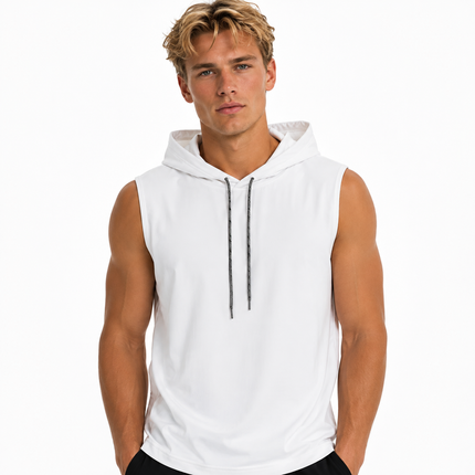 Ermeløs Treningstopp med Hette for Herre – Sporty Tanktop til Gym