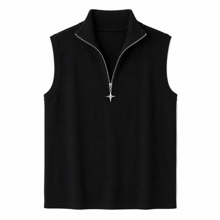 Ermeløs Topp til Herre | Streetwear Singlet med Ståkrage og Glidelås