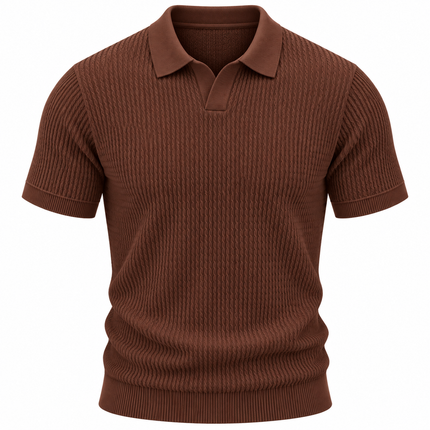 Strikket poloskjorte for menn i ice silk med slim fit
