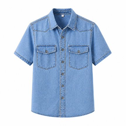 Kortermet Denimskjorte i Bomull for Herre – Casual Sommertopp