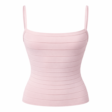 Stripet Singlet til Dame – Tettsittende Crop Topp med Elastisk Midje