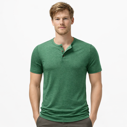 Herre T-skjorte med Henley-hals – Pustende Bomull & Klassisk Sommerstil