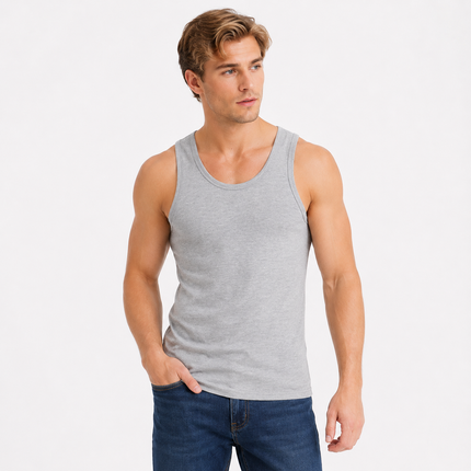 Bomulls Tank Top til Herre – Plus Size Fitness Singlet for Sommer
