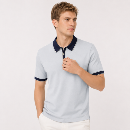 Strikket Poloskjorte i Lyocell til Herre – Lett, Myk og Perfekt for Business Casual