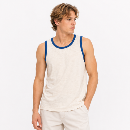 Vintage Slub Cotton Tank Top – 230gsm Ermeløs Topp til Herre