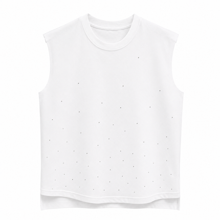 Ermeløs Topp med Rhinestone Stjernedetaljer – Unisex Sommertopp