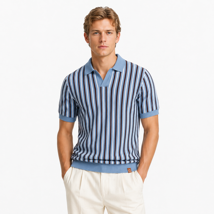Stripet Ice Silk Polo T-skjorte til Herre – Sval & Pustende Sommerstil