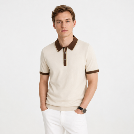 Strikket Poloskjorte i Lyocell til Herre – Lett, Myk og Perfekt for Business Casual