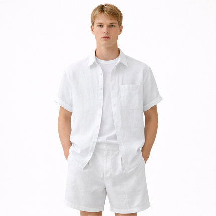 Linskjorte til Herre – 100% Lin, Kortermet & Minimalistisk Sommerstil