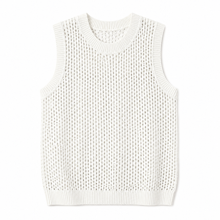 Mesh Strikket Tanktopp til Herre – Ermeløs Oversized Topp