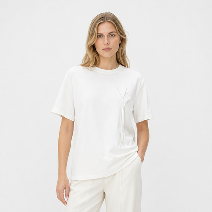Bomulls T-skjorte til Dame – Kjølende & 3D Blomsterdesign