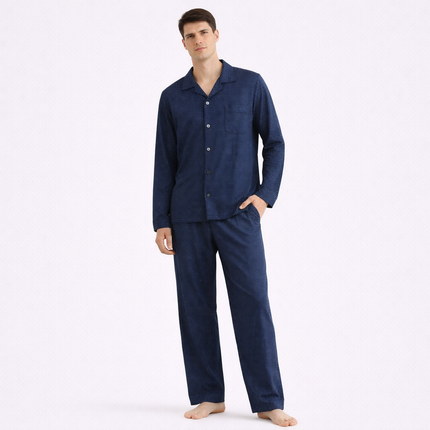 Varmt Pysjsett for Menn – Tykt To-delt Sett med Langermet Topp og Bukse | Mykt og Komfortabelt Hjemmetøy til Høst og Vinter (2026)