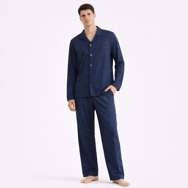 Varmt Pysjsett for Menn – Tykt To-delt Sett med Langermet Topp og Bukse | Mykt og Komfortabelt Hjemmetøy til Høst og Vinter (2026)