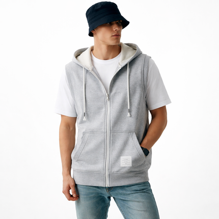 Ermeløs Hoodie til Herre med Glidelås – Oversized Streetwear Vest