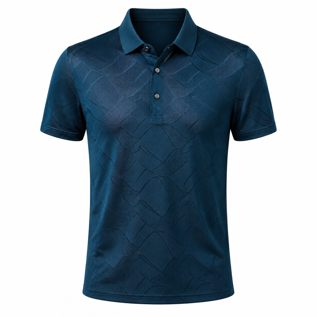 Slim Fit Poloskjorte til Herre – Lyocell- og Silkeblanding med Elegant Struktur