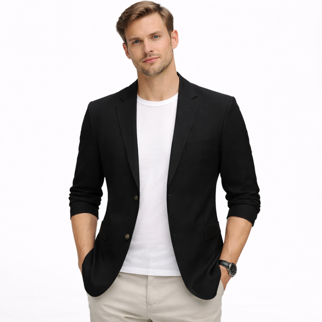 Lett Sommerblazer for Menn – Formell Dressjakke med Dobbel Knappelukking | Pustende Businessjakke i Løs Passform